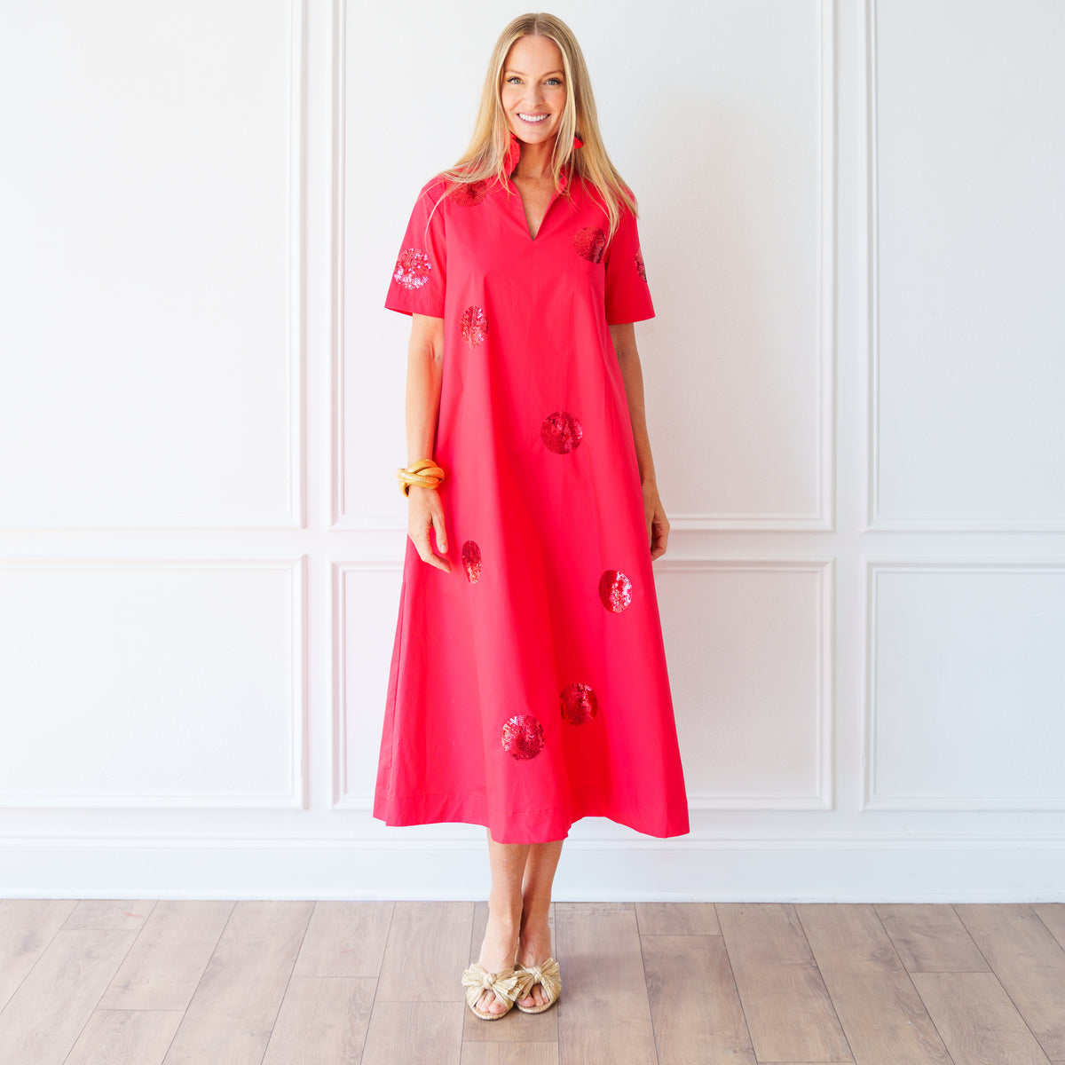 Georgia Sequin Dress Red