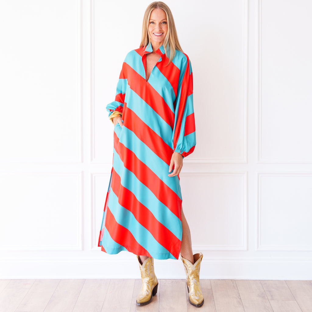 Coco Caftan Blues Red/Aqua