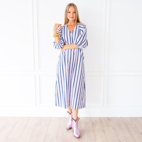 Coco Palm Beach Dress Lavender and Navy
