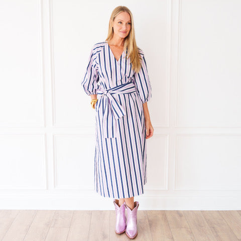 Coco Palm Beach Dress Lavender and Navy