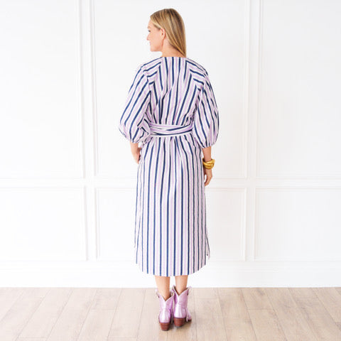 Coco Palm Beach Dress Lavender and Navy