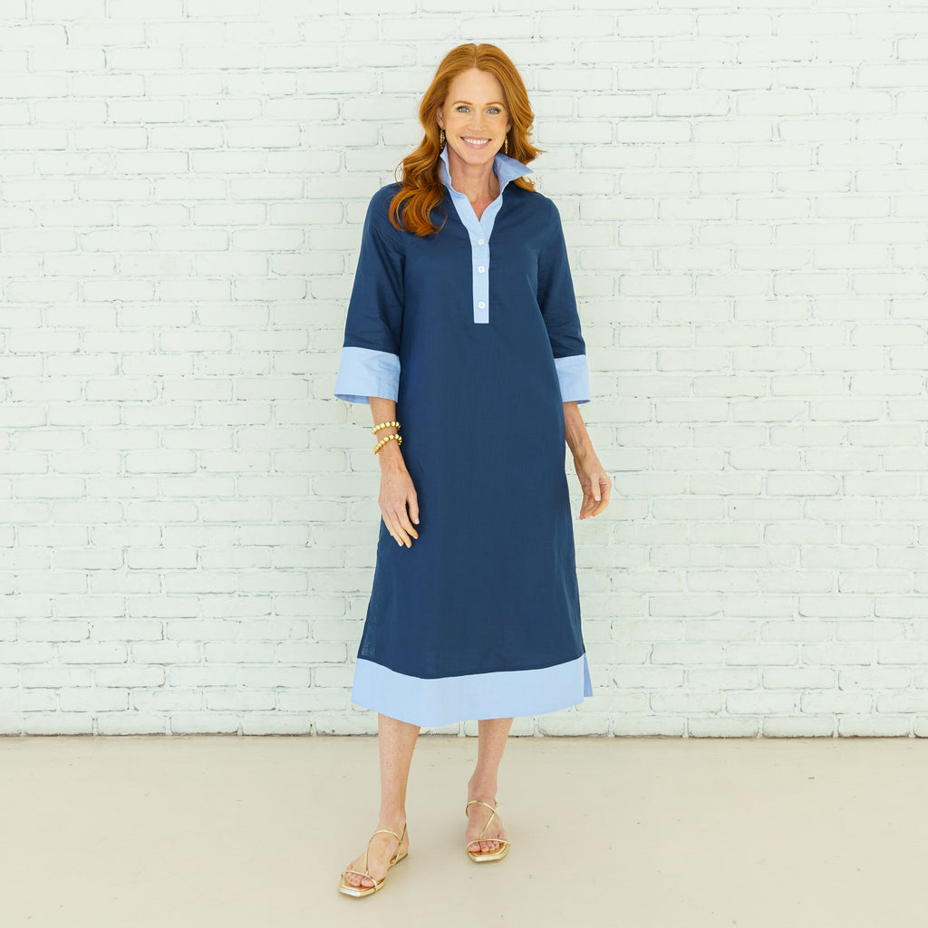 Caryn Lawn Carrie Long Dress Navy