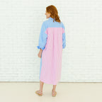 Caryn Lawn Libby Stripe Dress Wedgewood