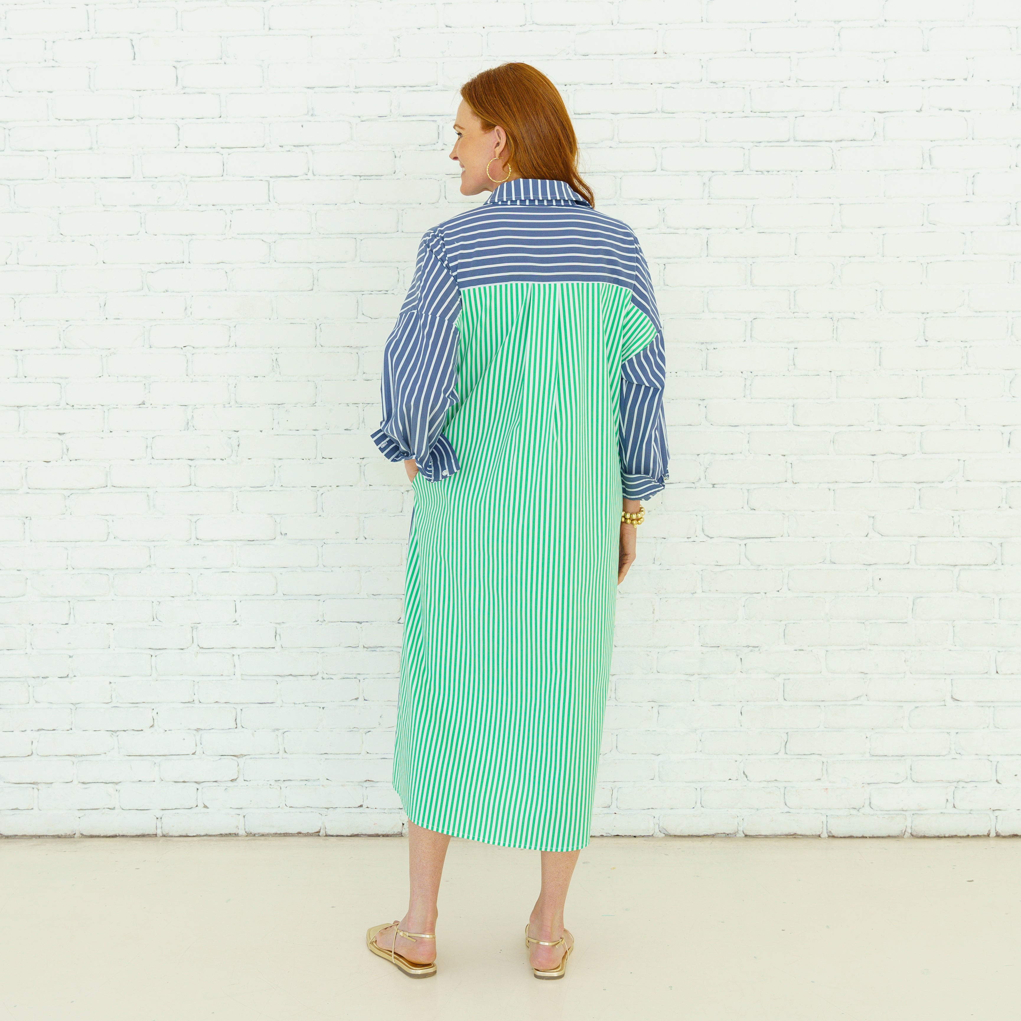 Caryn Lawn Libby Stripe Dress Navy