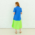 Caryn Lawn Millie Colorblock Dress Blue and Green