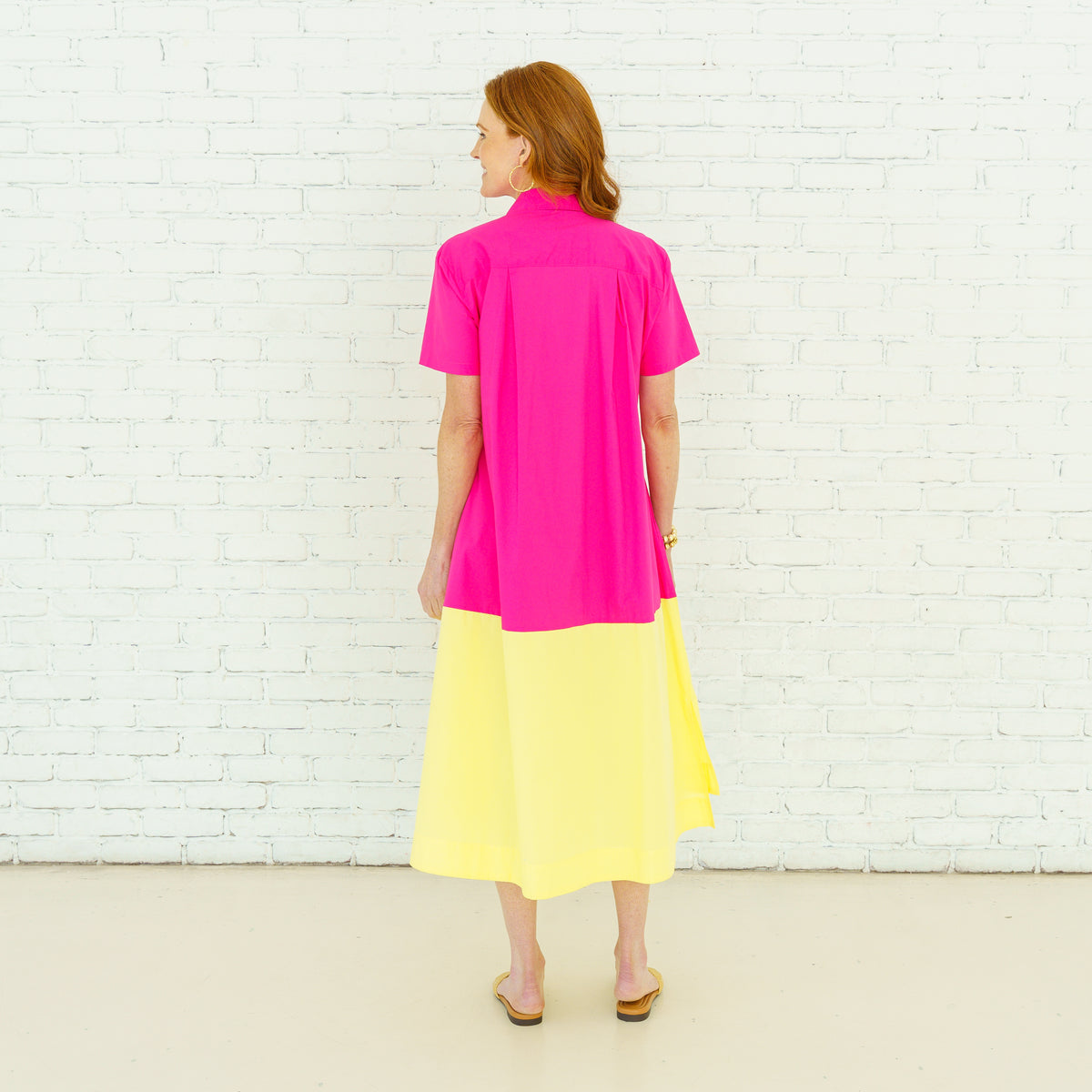 Colorblock Yellow Millie Colorblock Dress Fuchsia and Yellow – Caryn Lawn
