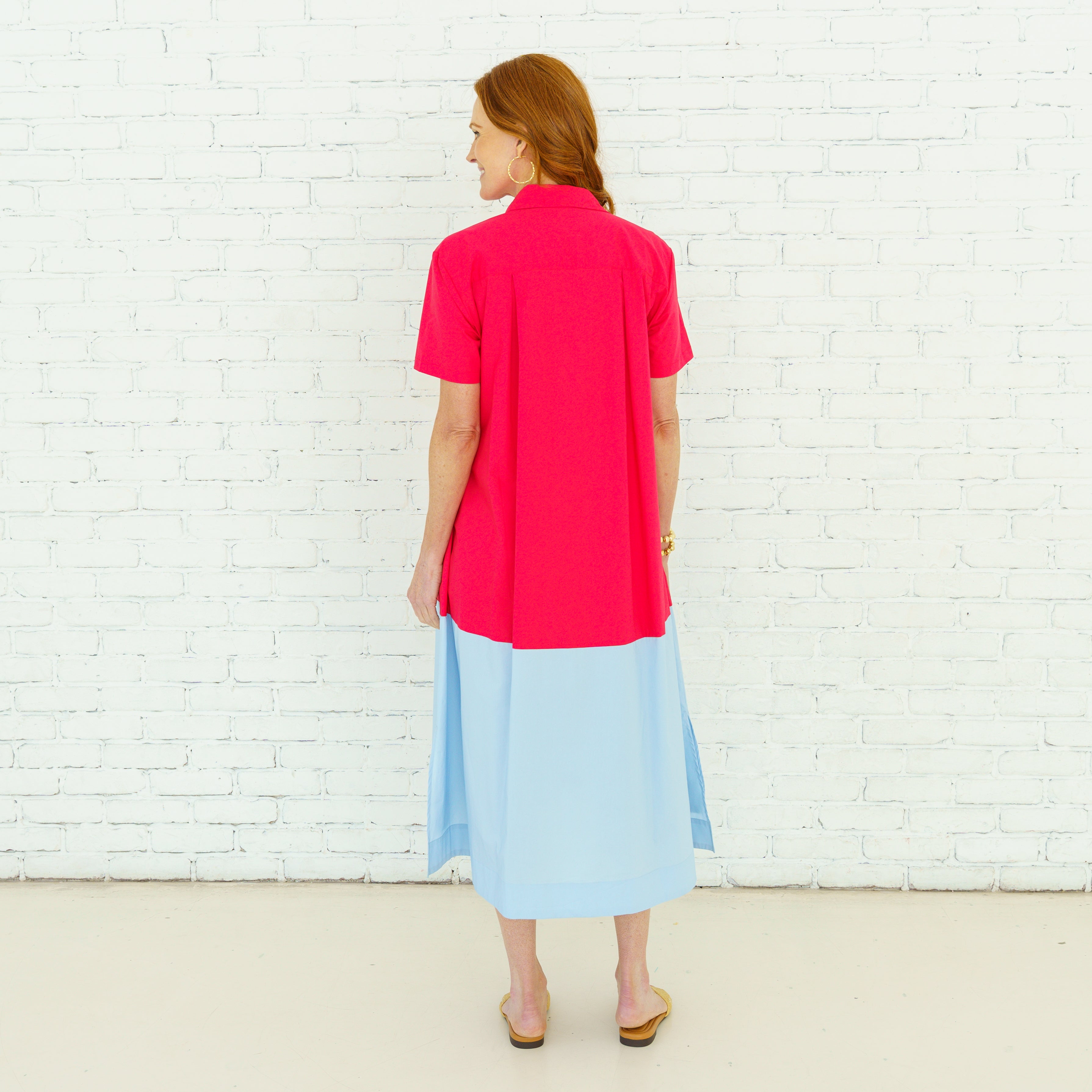 red and blue colorblock dress Blue & Red Colorblock USA Food Picnic Cotton Midi Tank Dress Queen of Sparkles