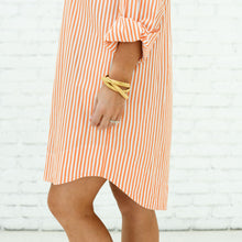 Load image into Gallery viewer, Caryn Lawn Stacey Stripe Contrast Dress Orange