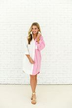 Load image into Gallery viewer, Caryn Lawn Stacey Stripe Contrast Dress Pink