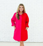 Caryn Lawn Carter Contrast Dress Hot Pink and Red