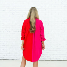 Load image into Gallery viewer, Caryn Lawn Carter Contrast Dress Hot Pink and Red