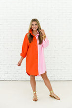 Load image into Gallery viewer, Caryn Lawn Carter Contrast Dress Orange and Pale Pink