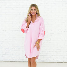 Load image into Gallery viewer, Caryn Lawn Preppy Dress Heart Elbow Pink Stripe