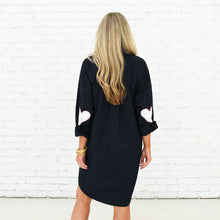 Load image into Gallery viewer, Caryn Lawn Preppy Dress Heart Elbow Navy