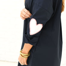 Load image into Gallery viewer, Caryn Lawn Preppy Dress Heart Elbow Navy