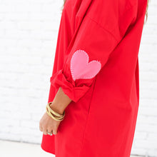 Load image into Gallery viewer, Caryn Lawn Preppy Dress Heart Elbow Red