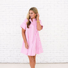 Load image into Gallery viewer, Caryn Lawn Margot Dress Pink Stripe