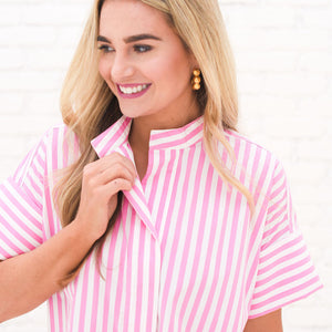 Caryn Lawn Margot Dress Pink Stripe