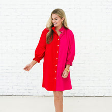 Load image into Gallery viewer, Caryn Lawn Kelsey Contrast Dress Red and Pink