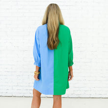 Load image into Gallery viewer, Caryn Lawn Kelsey Contrast Dress Green and Blue