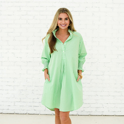 Caryn Lawn Kimberly Dress Opposite Gingham Green