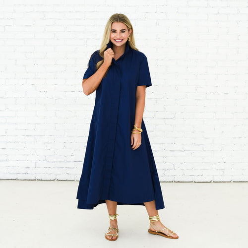 Caryn Lawn Millie Dress Long Navy