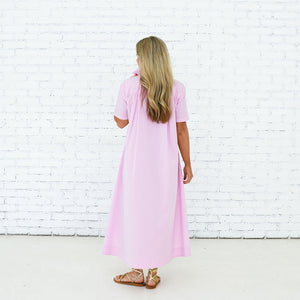 Caryn Lawn Millie Dress Long Pink Stripe