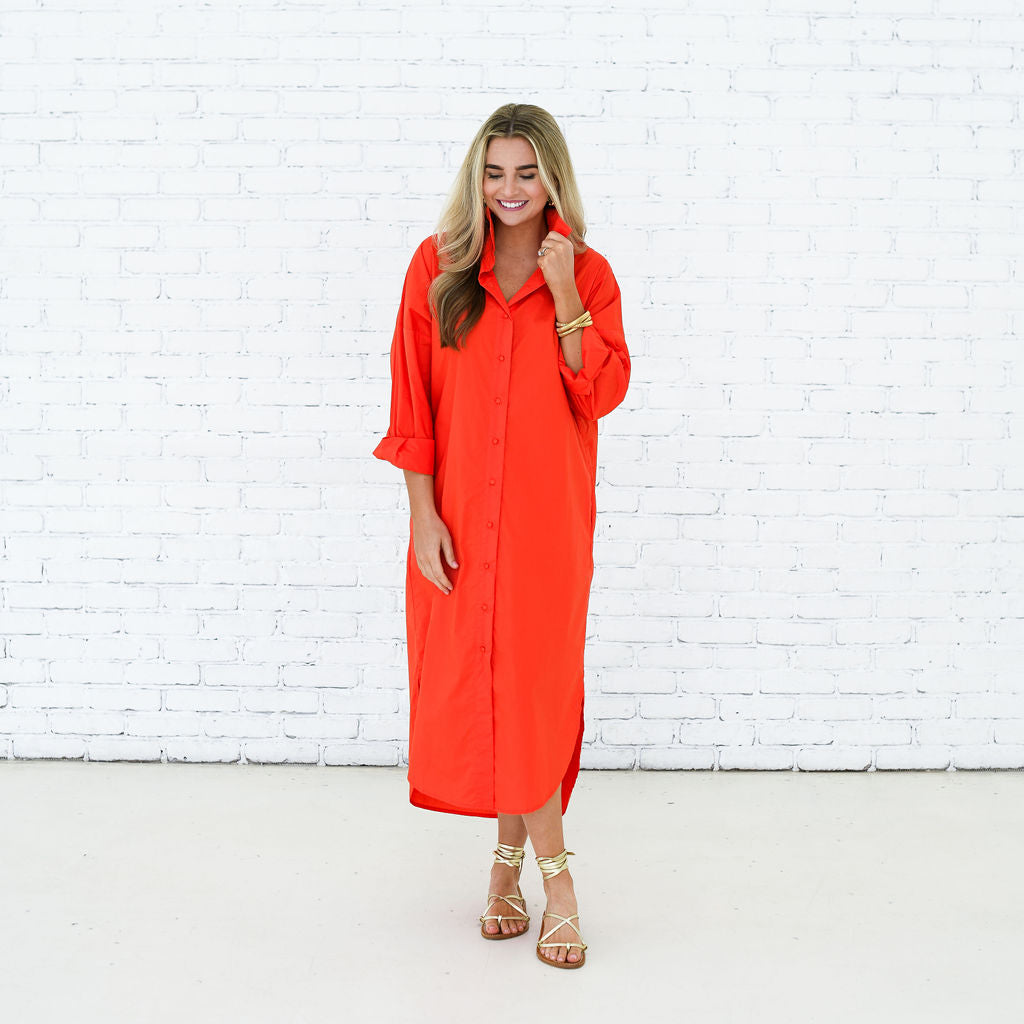 Caryn Lawn Piper Dress Long Orange