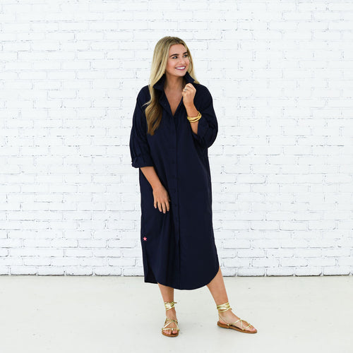 Caryn Lawn Piper Dress Long Navy