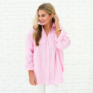 Caryn Lawn Miriam Top Pink Stripe