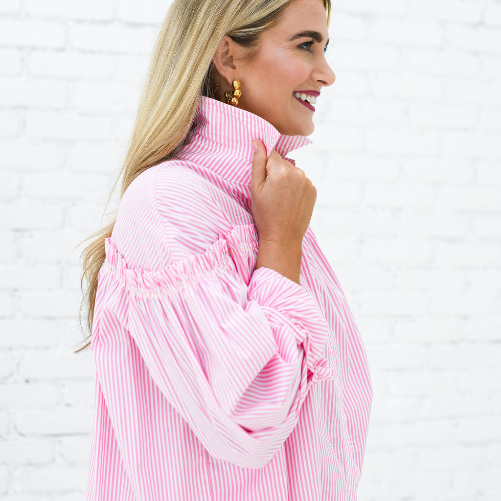 Miriam Top Pink Stripe | Caryn Lawn – Caryn Lawn