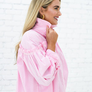 Caryn Lawn Miriam Top Pink Stripe