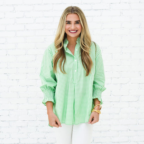 Caryn Lawn Kimberly Top Opposite Gingham Green