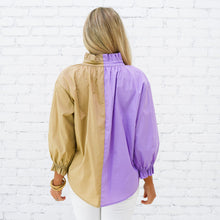 Load image into Gallery viewer, Caryn Lawn Kelsey Contrast Top Lavender and Khaki