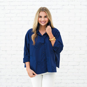 Caryn Lawn Abby Swing Heart Top Navy