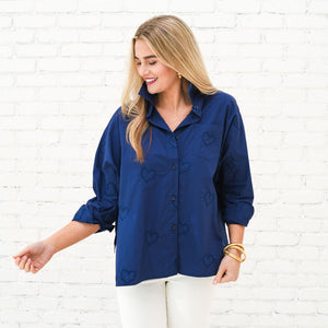 Caryn Lawn Abby Swing Heart Top Navy