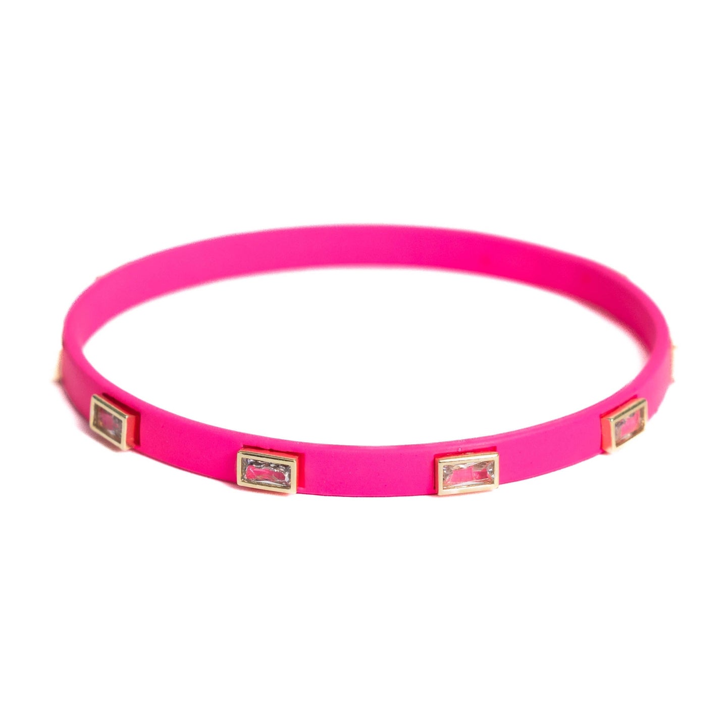 Caryn Lawn Coated Enamel CZ Bangle Hot Pink