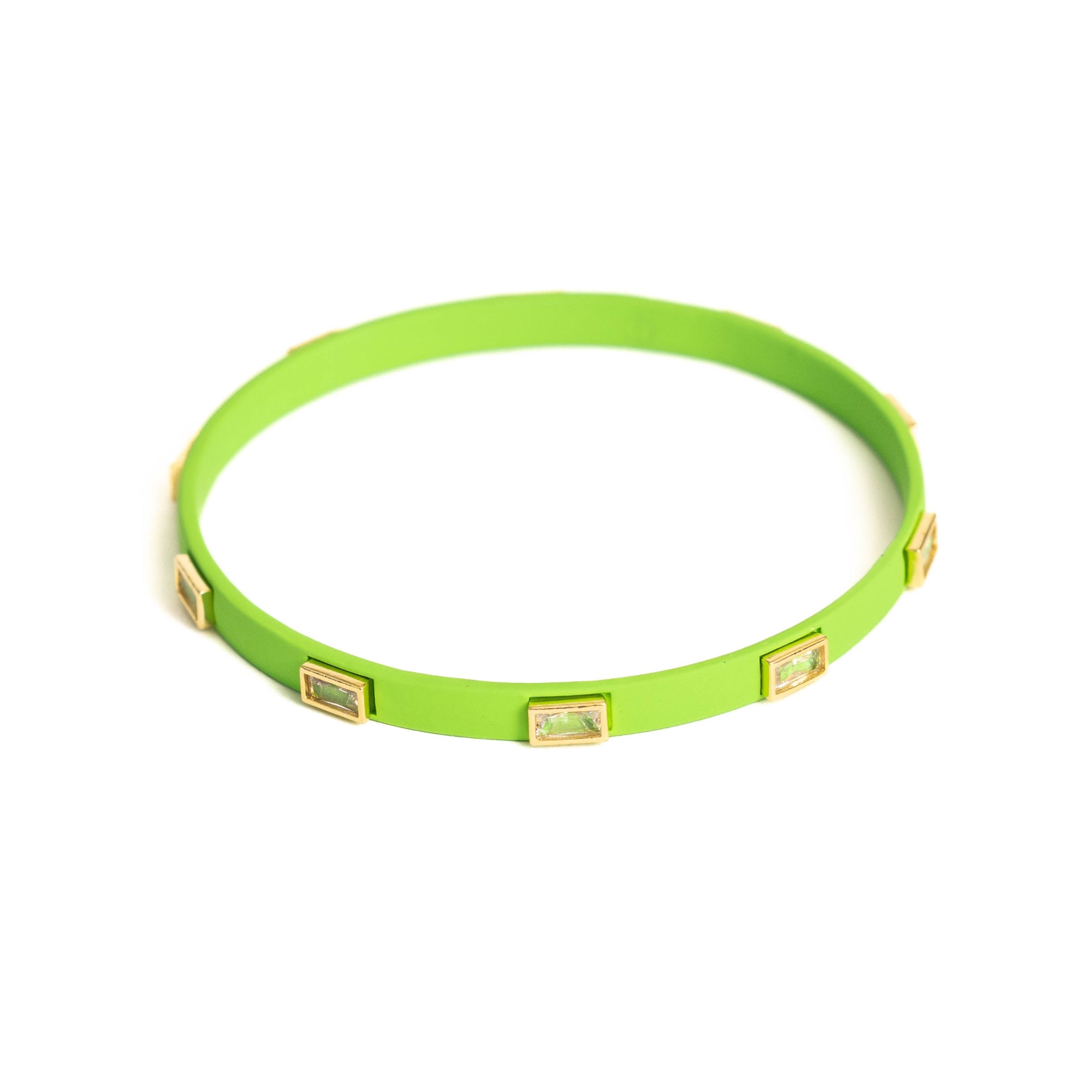 Caryn Lawn Coated Enamel CZ Bangle Green