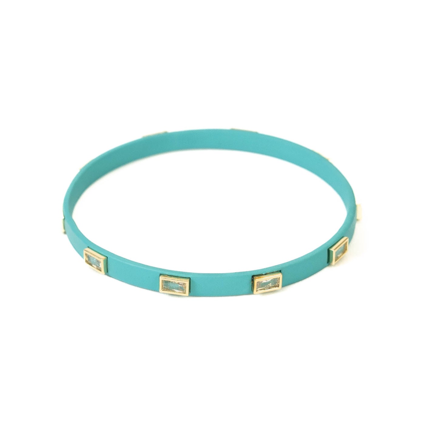 Caryn Lawn Coated Enamel CZ Bangle Turquoise