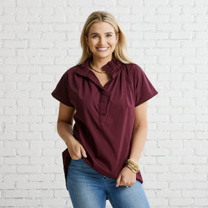 Caryn Lawn Emily Top Maroon