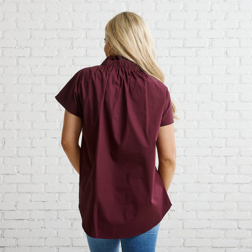 Caryn Lawn Emily Top Maroon