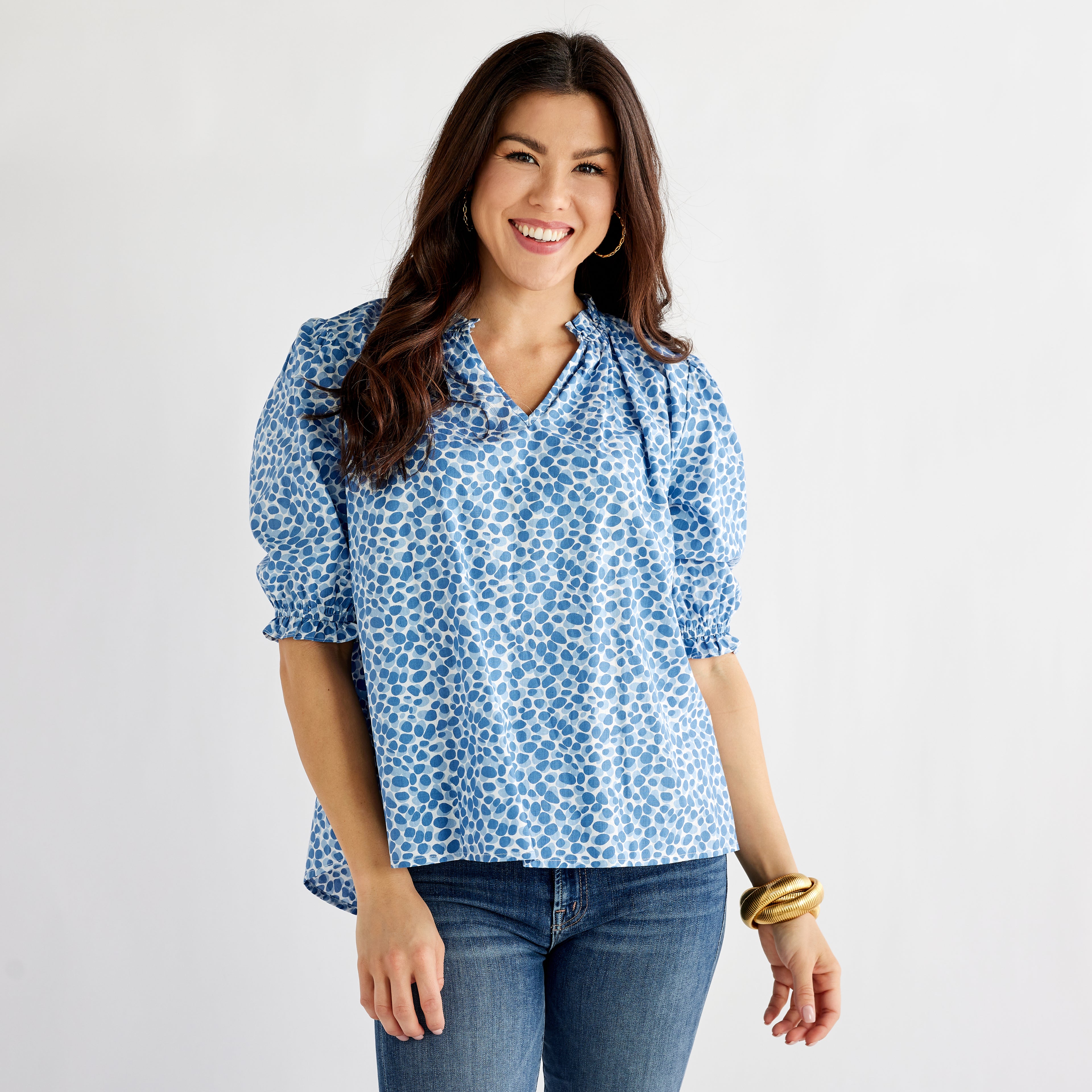 Caryn Lawn Erin Top Blue Poppy
