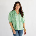 Caryn Lawn Erin Top Green Poppy