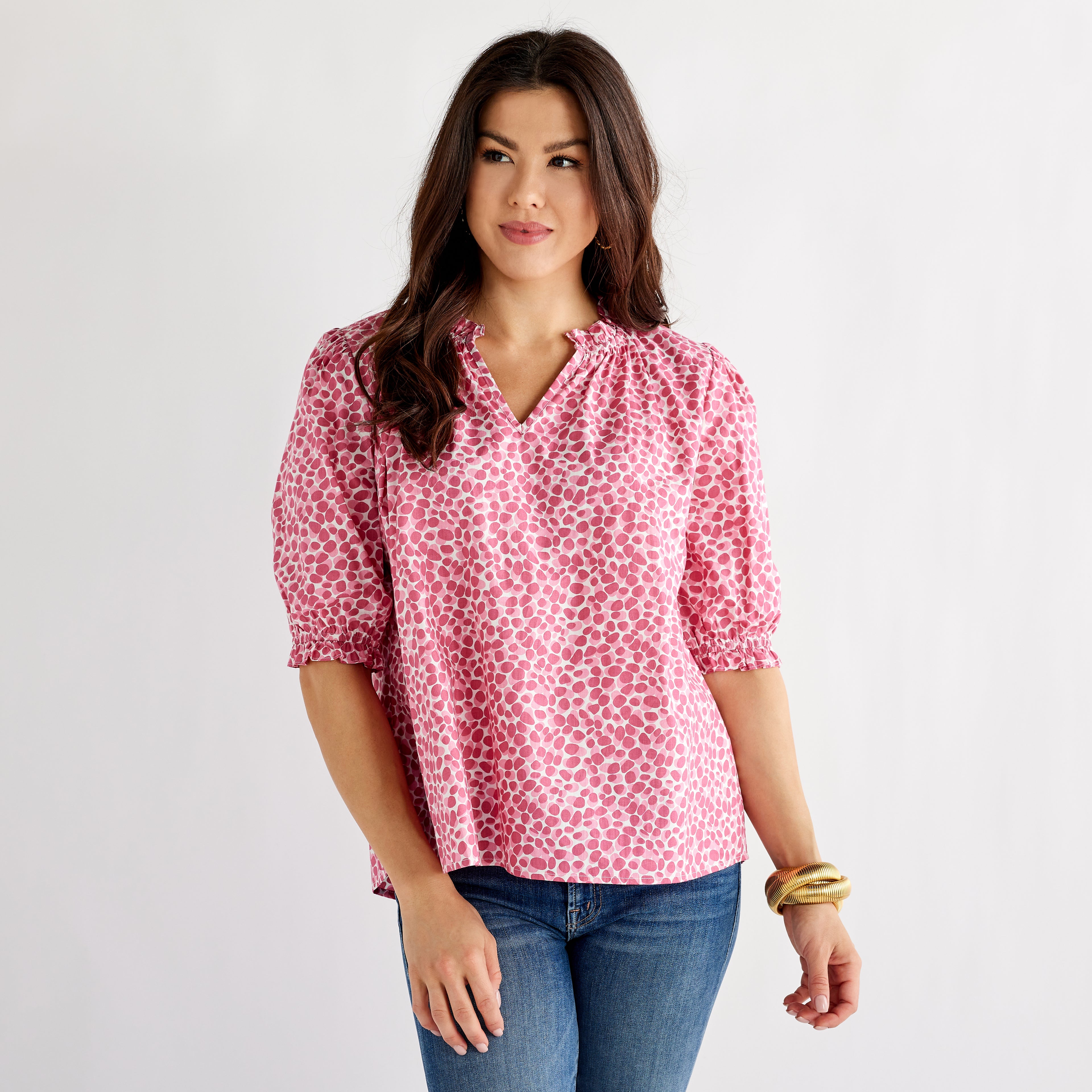 Caryn Lawn Erin Top Rose Poppy