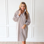 Caryn Lawn Frances Dress Camel Stripe