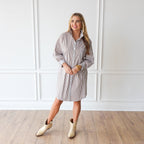 Caryn Lawn Frances Dress Camel Stripe