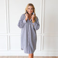 Caryn Lawn Frances Dress Charcoal Stripe