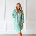 Caryn Lawn Frances Dress Green Stripe