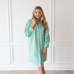 Caryn Lawn Frances Dress Green Stripe