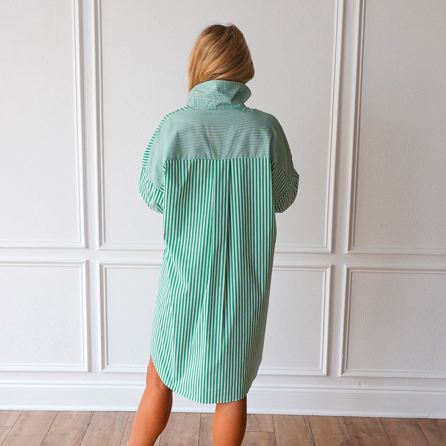 Caryn Lawn Frances Dress Green Stripe
